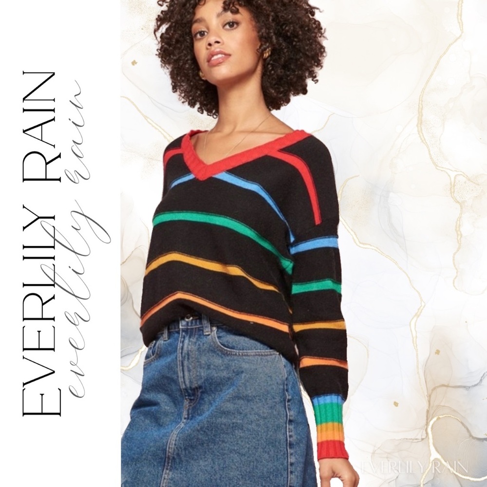 Colorful Striped Ribbed Knit Sweater - Picture 2 of 12